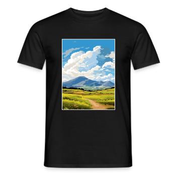 Mourne Mountains Aonb Travel Poster Souvenir WPA - Men's T-Shirt - black - Front - AI Model Male 178 light (178cm)