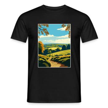 Surrey Hills Travel Poster Souvenir Postcard Paint - Men's T-Shirt - black - Front - AI Model Male 178 light (178cm)
