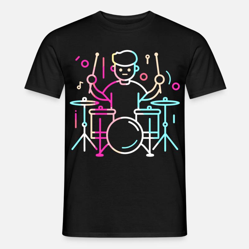 Drummer Junge Zeichnung - Männer T-Shirt - Schwarz