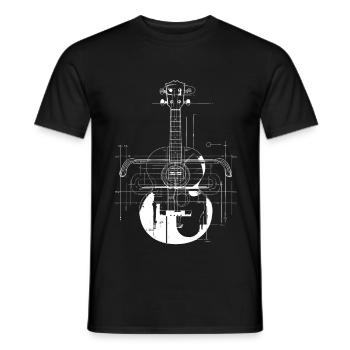 Ukulele Zeichnung - Männer T-Shirt - Schwarz - Vorne - AI Model Male 178 light (178cm)
