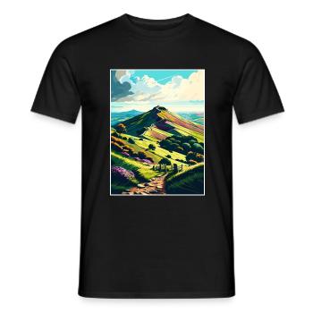 Malvern Hills Aonb Reise Poster Postkarte Malerei - Männer T-Shirt - Schwarz - Vorne - AI Model Male 178 light (178cm)