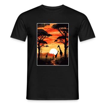 Africa Travel Poster Souvenir Postcard Painting - Men's T-Shirt - black - Front - AI Model Male 178 light (178cm)