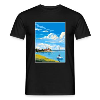 Chichester Hafen Aonb Reiseposter Souvenir WPA - Männer T-Shirt - Schwarz - Vorne - AI Model Male 178 light (178cm)