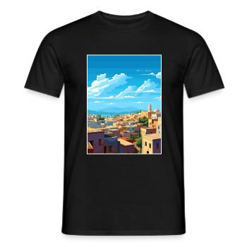 Fès Maroc Affiche de voyage Souvenir Carte Postale Peinture - T-shirt homme - noir - Devant - AI Model Male 178 light (178cm)