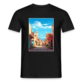 Meknes Morocco Travel Poster Souvenir Painting WPA - Men's T-Shirt - black - Front - AI Model Male 178 light (178cm)