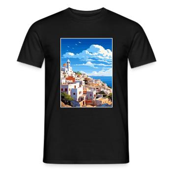 Tétouan Maroc Affiche de voyage Peinture Souvenir WPA - T-shirt homme - noir - Devant - AI Model Male 178 light (178cm)