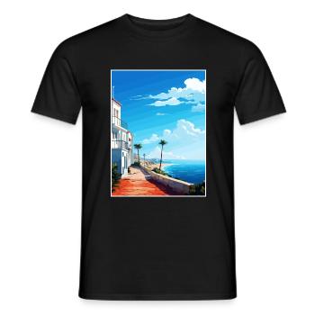 Asilah Maroc Affiche de voyage Peinture Souvenir WPA - T-shirt homme - noir - Devant - AI Model Male 178 light (178cm)