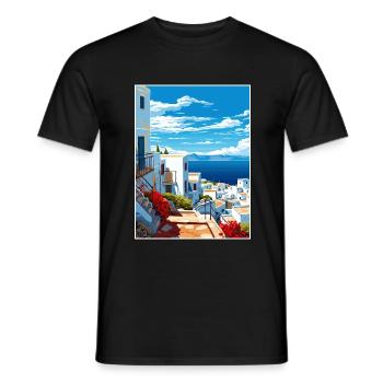 Tangier Morocco Travel Poster Souvenir Paint WPA - Men's T-Shirt - black - Front - AI Model Male 178 light (178cm)