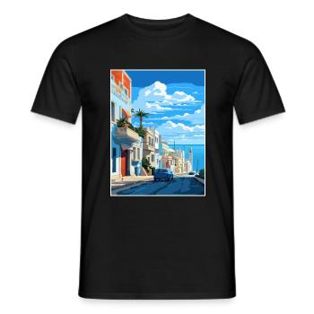 Tangier Morocco Travel Poster Souvenir Paint WPA - Men's T-Shirt - black - Front - AI Model Male 178 light (178cm)