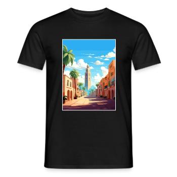 Casablanca Marokko Reiseposter Souvenir Farbe WP - Männer T-Shirt - Schwarz - Vorne - AI Model Male 178 light (178cm)