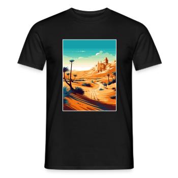 Sahara Wüste Afrika Reise Poster Souvenir WPA - Männer T-Shirt - Schwarz - Vorne - AI Model Male 178 light (178cm)