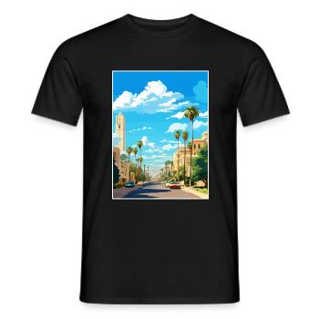 Casablanca Marokko Reiseposter Souvenir Farbe WP - Männer T-Shirt - Schwarz - Vorne - AI Model Male 178 light (178cm)