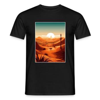 Sahara Wüste Afrika Reise Poster Souvenir WPA - Männer T-Shirt - Schwarz - Vorne - AI Model Male 178 light (178cm)