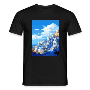 Chefchaouen Maroc Affiche de voyage vintage souvenir - T-shirt homme - noir - Devant - AI Model Male 178 light (178cm)