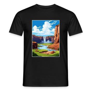 Cascades d’Ouzoud Maroc Affiche de voyage souvenir - T-shirt homme - noir - Devant - AI Model Male 178 light (178cm)