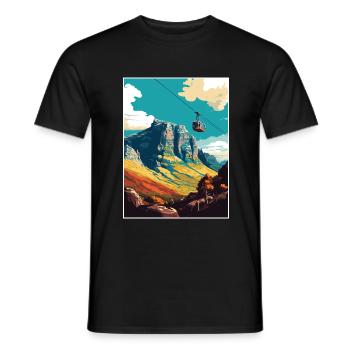 Table Mountain South Africa Travel Poster Souvenir - Men's T-Shirt - black - Front - AI Model Male 178 light (178cm)