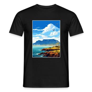 Table Mountain South Africa Travel Poster Souvenir - Men's T-Shirt - black - Front - AI Model Male 178 light (178cm)