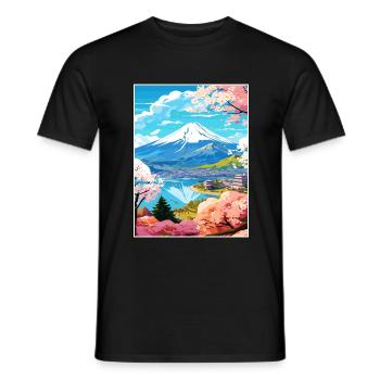 Japon Tokyo Voyage Affiche Souvenir Carte Postale Peinture - T-shirt homme - noir - Devant - AI Model Male 178 light (178cm)