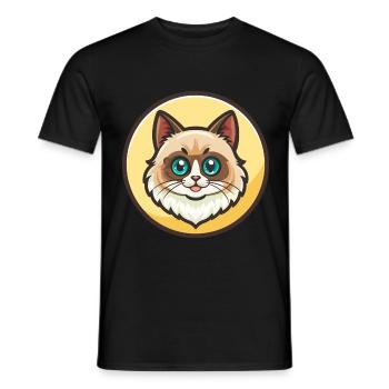 Ragdoll Katze Rasse Cartoon Kawaii Tier Haustier - Männer T-Shirt - Schwarz - Vorne - AI Model Male 178 light (178cm)