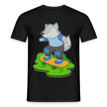 Wolf Skater Skateboard - Men's T-Shirt - black - Front - AI Model Male 178 light (178cm)