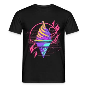 Cornet de crème glacée Synthwave - T-shirt homme - noir - Devant - AI Model Male 178 light (178cm)