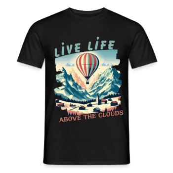 Vivez la vie au-dessus des nuages - T-shirt montgolfières - T-shirt homme - noir - Devant - AI Model Male 178 light (178cm)