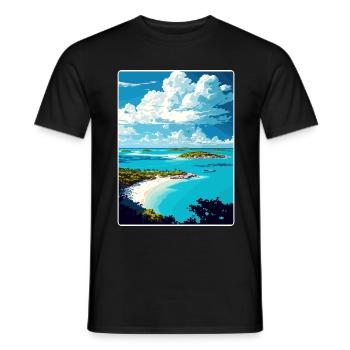 Barbuda Caribbean Travel Poster Souvenir Paint WPA - Men's T-Shirt - black - Front - AI Model Male 178 light (178cm)