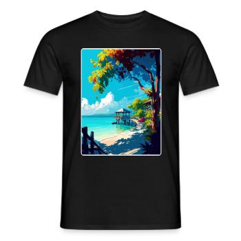 Negril Karibik Reise Poster Souvenir Farbe WPA - Männer T-Shirt - Schwarz - Vorne - AI Model Male 178 light (178cm)