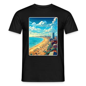 Mar del Plata Affiche de voyage Peinture Souvenir WPA - T-shirt homme - noir - Devant - AI Model Male 178 light (178cm)