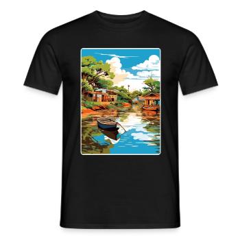Tigre Argentinien Reise Poster Souvenir Farbe WPA - Männer T-Shirt - Schwarz - Vorne - AI Model Male 178 light (178cm)