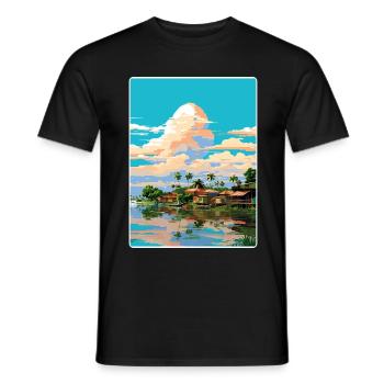 Manaus Brasilien Reise Poster Souvenir Malerei WPA - Männer T-Shirt - Schwarz - Vorne - AI Model Male 178 light (178cm)