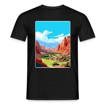 Cafayate Travel Poster Souvenir Postcard Painting - Men's T-Shirt - black - Front - AI Model Male 178 light (178cm)