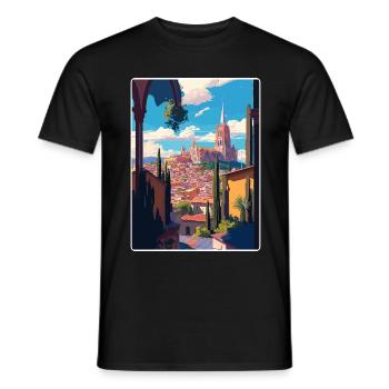 San Miguel Travel Poster Souvenir Postcard Paint - Men's T-Shirt - black - Front - AI Model Male 178 light (178cm)