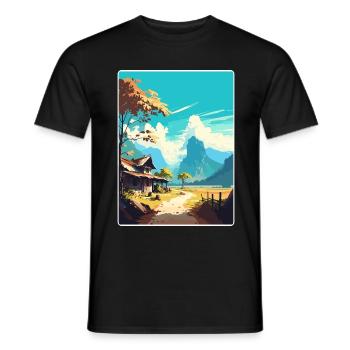 Pai Thailand Thailändische Inseln Reise Poster Farbe WPA - Männer T-Shirt - Schwarz - Vorne - AI Model Male 178 light (178cm)