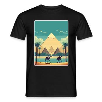 Kairo Ägypten Große Pyramiden Von Gizeh Reiseposter - Männer T-Shirt - Schwarz - Vorne - AI Model Male 178 light (178cm)