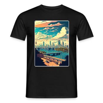 Bangkok Thailand Thai Reise Poster Souvenir WPA - Männer T-Shirt - Schwarz - Vorne - AI Model Male 178 light (178cm)