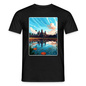 Angkor Wat Kambodscha Vintage Reiseposter Souvenir - Männer T-Shirt - Schwarz - Vorne - AI Model Male 178 light (178cm)