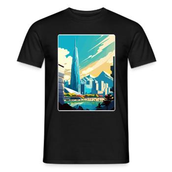 Séoul Corée du Sud Affiche de voyage Peinture Souvenir WPA - T-shirt homme - noir - Devant - AI Model Male 178 light (178cm)