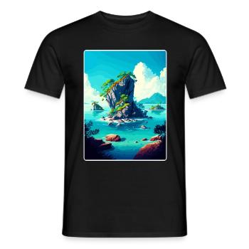 Bali Indonésie Voyage Affiche Souvenir Peinture WPA - T-shirt homme - noir - Devant - AI Model Male 178 light (178cm)