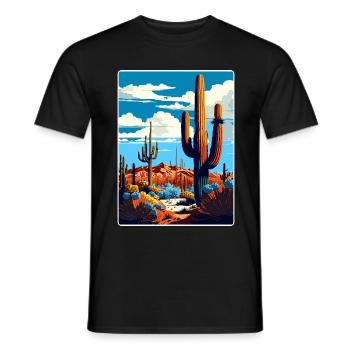 Saguaro National Park Arizona Travel Poster WPA - Men's T-Shirt - black - Front - AI Model Male 178 light (178cm)