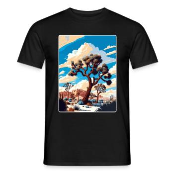 Joshua Tree National Park California Travel Poster - Men's T-Shirt - black - Front - AI Model Male 178 light (178cm)