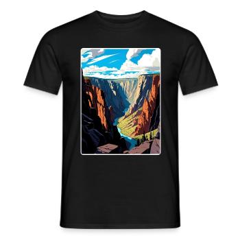 Black Canyon National Park Colorado Travel Poster - Men's T-Shirt - black - Front - AI Model Male 178 light (178cm)