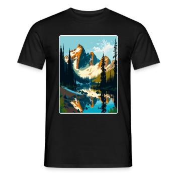 North Cascades National Park Travel Poster Card - Men's T-Shirt - black - Front - AI Model Male 178 light (178cm)