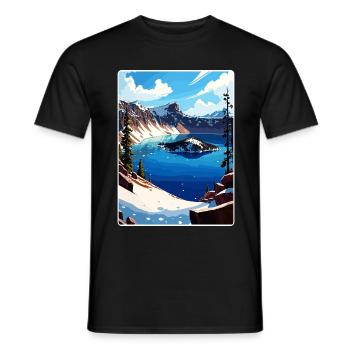 Crater Lake Snow National Park Travel Poster WPA - Men's T-Shirt - black - Front - AI Model Male 178 light (178cm)