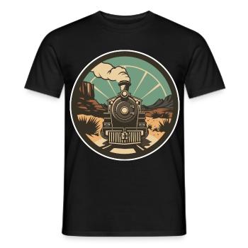 Railway Illustration - Men's T-Shirt - black - Front - AI Model Male 178 light (178cm)