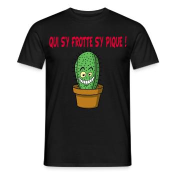 Cactus manga - T-shirt homme - noir - Devant - AI Model Male 178 light (178cm)
