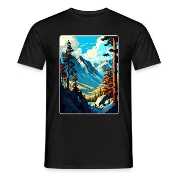Kings Canyon National Park Travel Poster Souvenir - Men's T-Shirt - black - Front - AI Model Male 178 light (178cm)