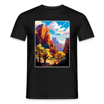 Zion Nationalpark Arizona Reise Poster Souvenir - Männer T-Shirt - Schwarz - Vorne - AI Model Male 178 light (178cm)