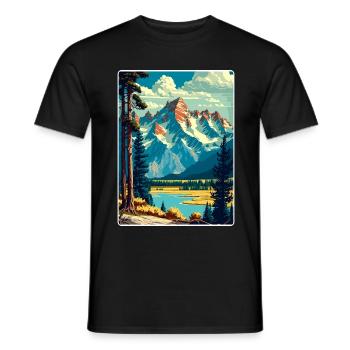 Affiche de voyage souvenir du parc national de Grand Teton - T-shirt homme - noir - Devant - AI Model Male 178 light (178cm)