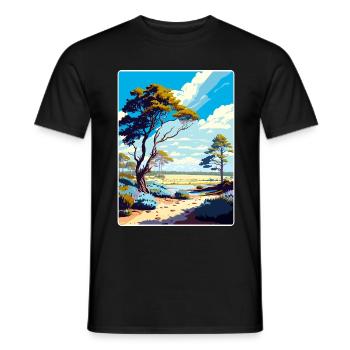 New Forest National Park Travel Poster Souvenir - Men's T-Shirt - black - Front - AI Model Male 178 light (178cm)